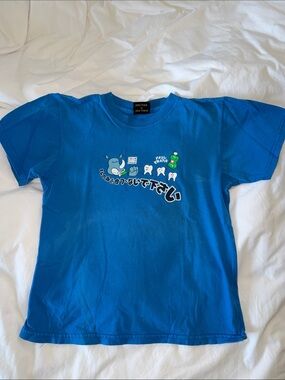 Vintage Paul Frank Bright Blue Graphic Tee with Japanese Tooth Characters